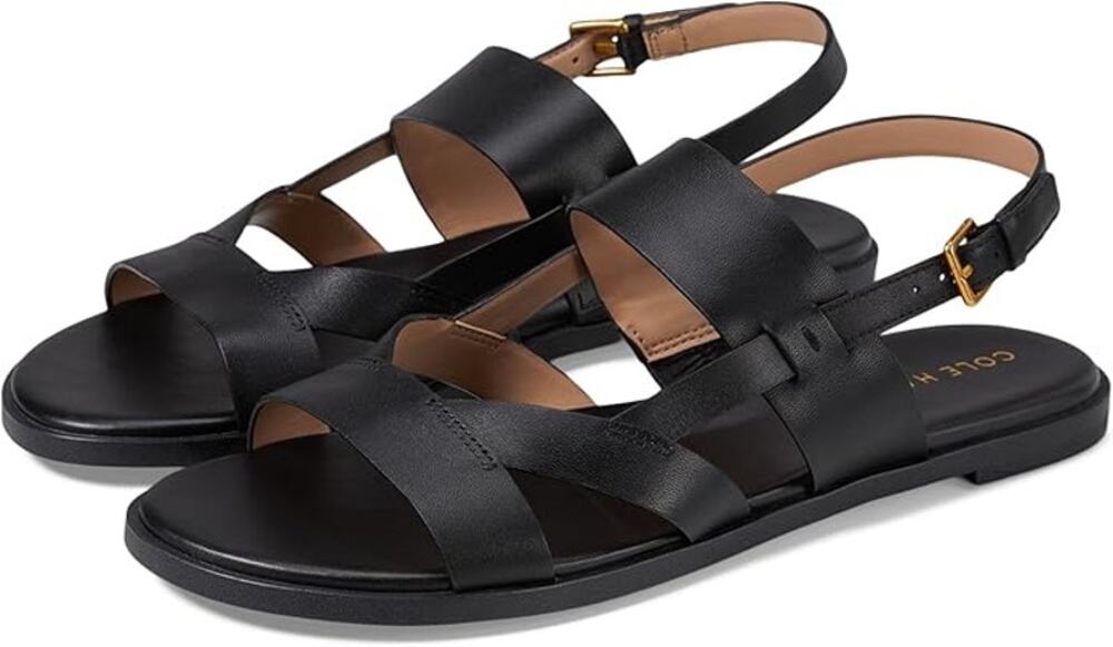 NWT Cole Haan Women's Flat Sandal Black Leather 5 US